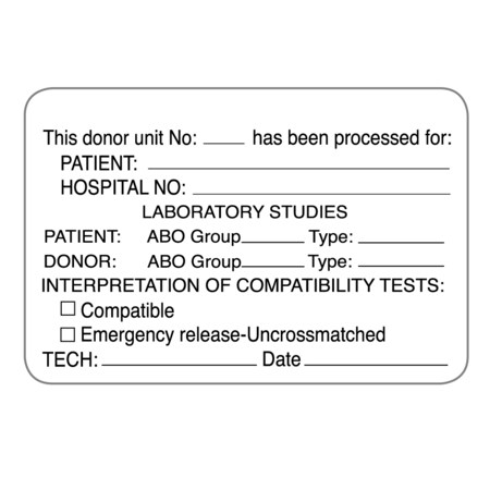 Nevs This donor unit no:_ has been processed for: 2 x 3 White w/Black LBW-0018